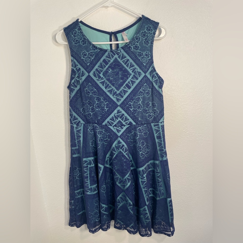 Xhilaration Blue and Light Blue Patterned dress